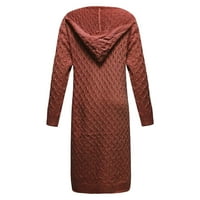 Huaai Cardigan za žene Dame Jesen i zima topla čvrsta boja dugi pleteni džemper s kapuljačom kapuljač