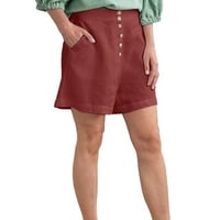 Ljetne modne kratke hlače za žene pamučni struk elastične ležerne kratke hlače i visoke šarke na čvrstom