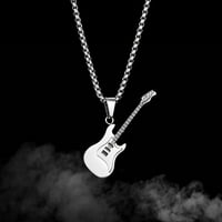 Europska i američka hip hop gitara Privjesak u ulici Classic Titanium čelična ogrlica bijela