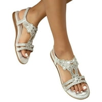 Sandale za žene Udobnost sa elastičnom kazom za gležnjeve Casual Bohemian plaža cipele modne kristalne