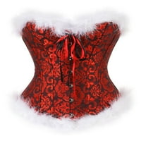 Božićni donje rublje Korzet Top Božićne odjeće za žene Donje rublje Satin Santa Kostim Crveni krzneni