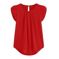 Ljetne majice Redwomen na vrhu Poklon za gradivnicu Šifon čvrste boje kratki rukav okrugli vrat casual