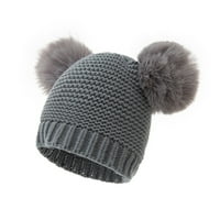 Zimska dječja dječja slatka čvrsta boja Beanie dvostruka lopta za kosu toplo dječja vunena kapa za odmor