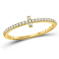 Dijamantna ponuda 10KT Žuta zlatna žena Okrugli dijamantski poprečni prsten CRT-a CTTW