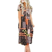 Haljine za plažu Efsteb za žene Ljetna haljina V-izrez Labava haljina kratkih rukava Ležerne u trendovskim