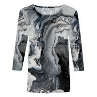 Zkozptok Ženski rukav vrhovi Crewneck Pulover T-majice Y2K Ispiši labave bluze, tamno siva, s