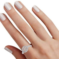 Carat okrugli oblik bijeli prirodni dijamantski halo obljetni prsten u 10K dva tona zlata - veličine-7