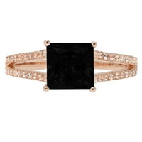 2. CT briljantna princeza Clear Simulirani dijamant 18k Rose Gold Solitaire sa Accentima prsten sz 5.75