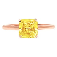 2.5ct Asscher Cut Yellow Simulirani dijamant 14k ružičasto zlato Angažova za angažman veličine 9,75