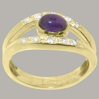 Britanci napravio 14k žuto zlatni prsten s prirodnim ametistom i dijamantnim ženskim prstenom - Opcije