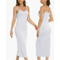 Bazyrey Sun Ljetne haljine za žene Solitne ljetne haljine ženske V-izreze trendi bez rukava bez rukava