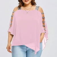Majica za žene Ljeto plus veličine kratkih rukava s ramena Nepravilni gornji povremeni vrhovi