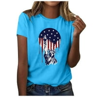 Majica kratkih rukava za ženska casual labava bluza Okrugli izrez Žene vrhovi Amerika Dan nezavisnosti