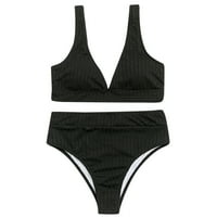 Leesechin Womens kupaći odijelo zasebne prugasto push up visoki rezni viši struk Halter bikini set Tummy